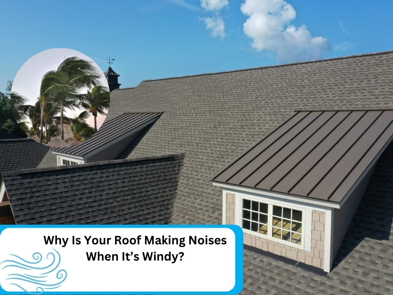 A noisy roof tiles rattling loudly in strong winds.